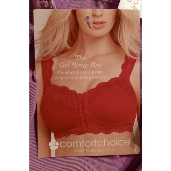 Comfort Choice Women's Plus Size Front Hook Gel Strap Wireless Bra 48DD Purple - Picture 4 of 5